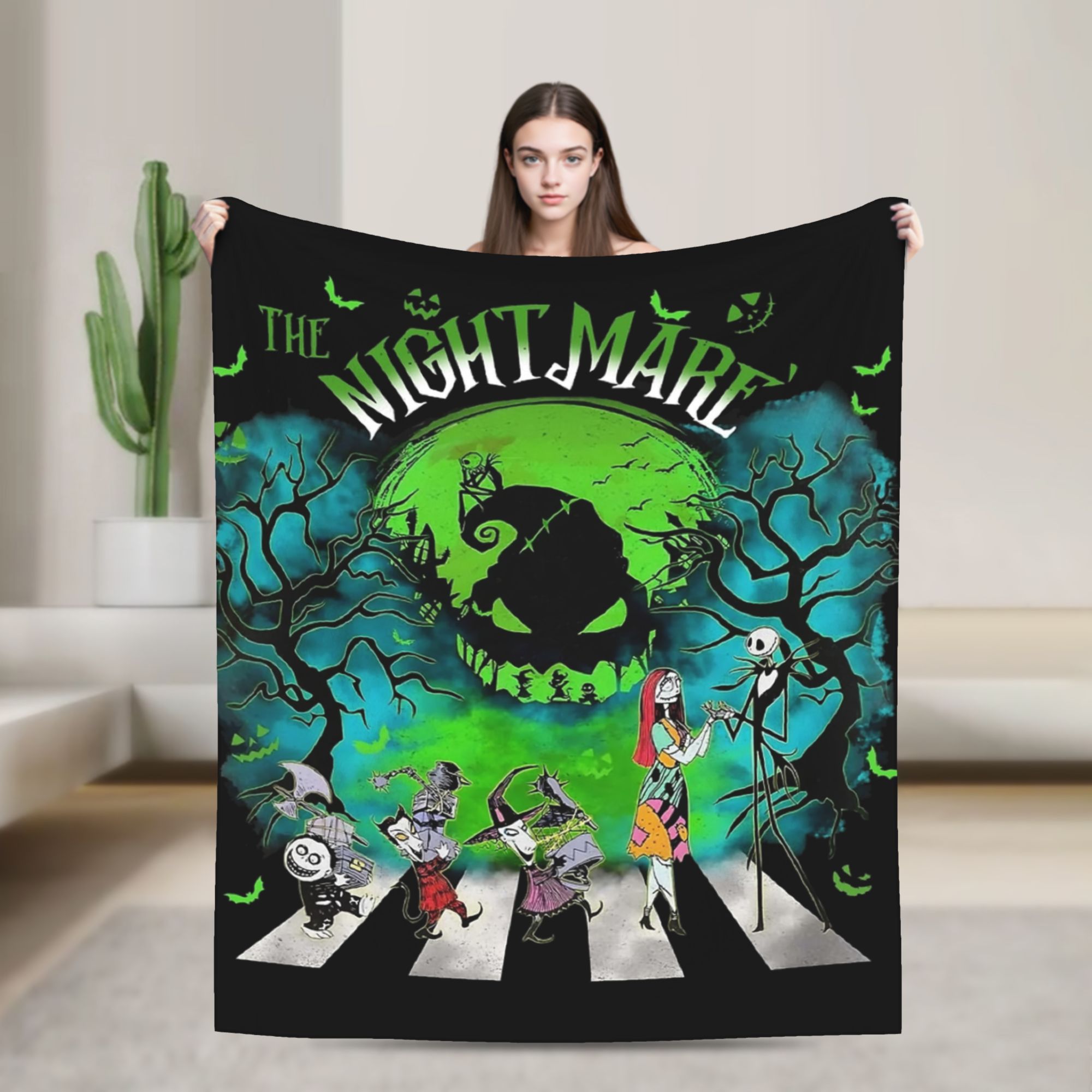 Christmas Throw Blanket - ผ้าห่มฟลานเนลลาย Oogie Boogie Man จากภาพยนตร์ The