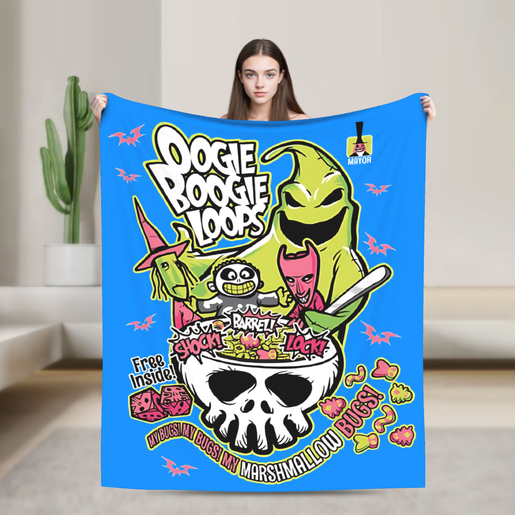 Christmas Throw Blanket - ผ้าห่ม Oogie Boogie Loops ฮาโลวีน The