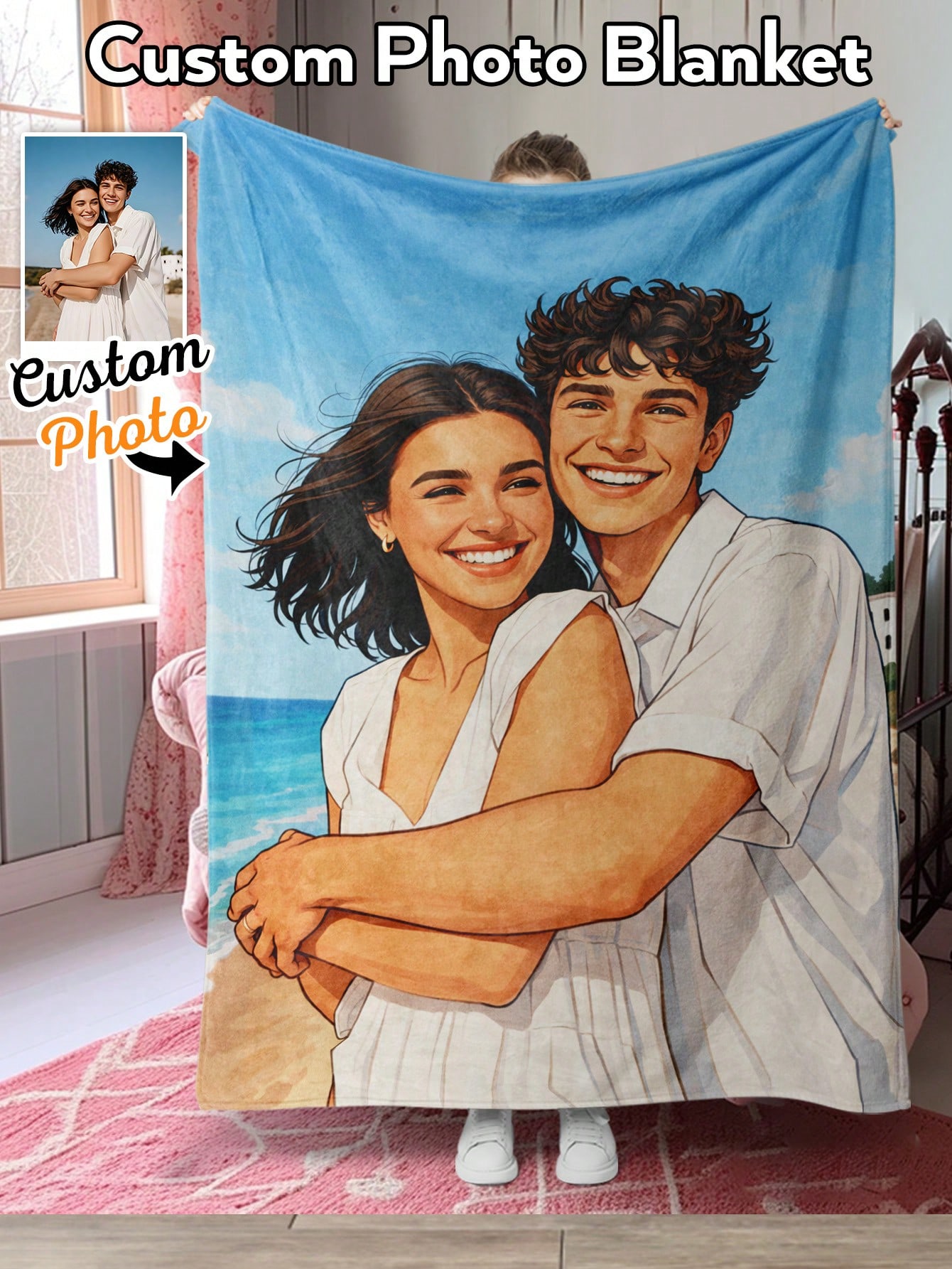ผ้าห่มลายภาพถ่ายสไตล์ AI แบบกำ - Christmas Throw Blanket บทวิจารณ์และราคา