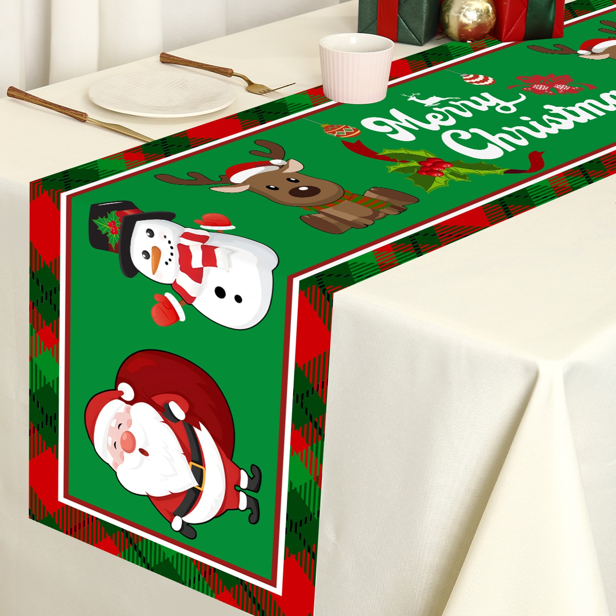 ผ้าคาดโต๊ะผ้าคาดโต๊ะโพลีเอสเตอ - Christmas Table Runner บทวิจารณ์และราคา