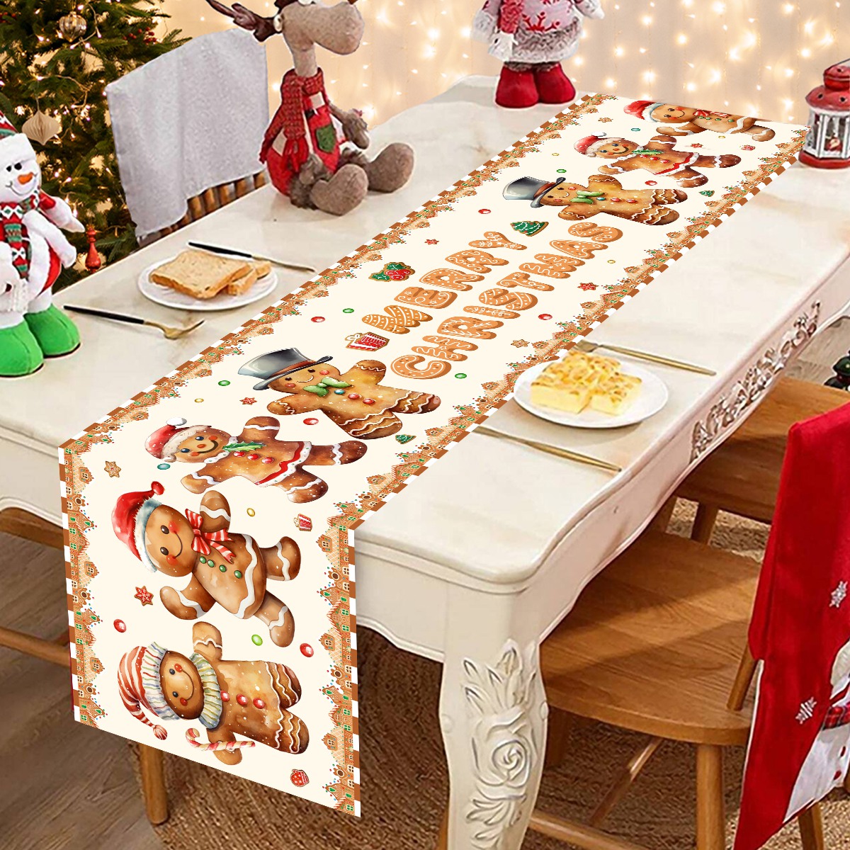 ผ้าคาดโต๊ะผ้าคาดโต๊ะโพลีเอสเตอ - Christmas Table Runner บทวิจารณ์และราคา