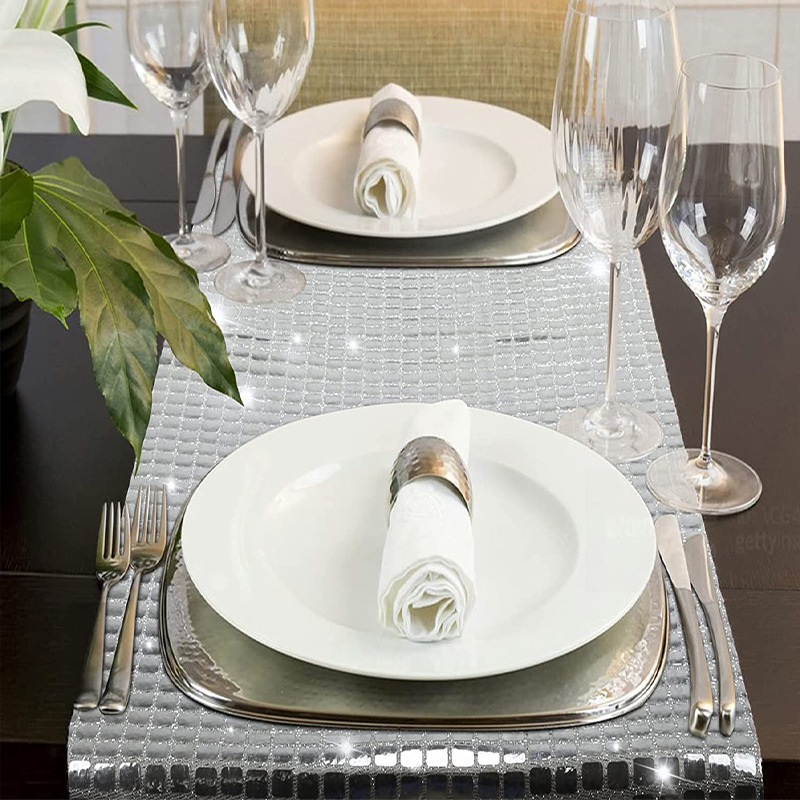 กระจกเงาทอง/เงินฟอยล์ผ้าปูโต๊ะ - Christmas Table Runner บทวิจารณ์และราคา